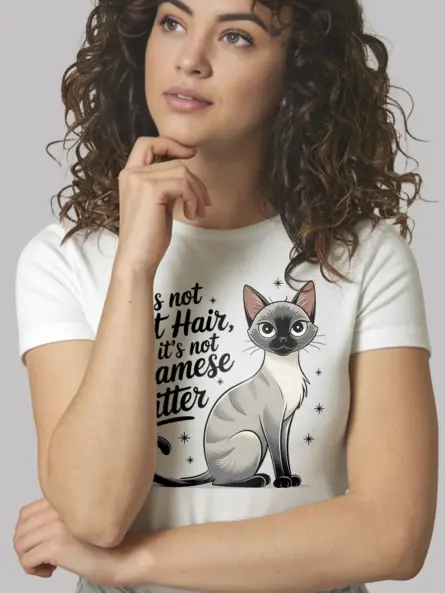 Siamese Cat Glitter Shirt – Funny Cat Hair Tee - Image 12