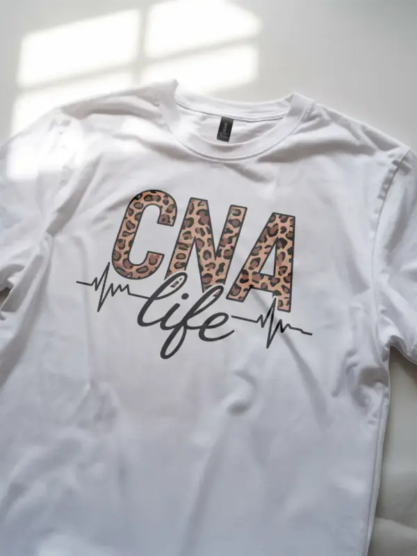 white cna life leopard print shirt