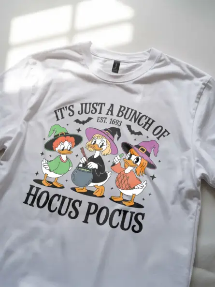 white Lifestyle – Retro Witch Duck Halloween Shirt Worn at Party