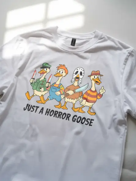 Funny Horror Goose T-Shirt for Halloween – Spooky Animal Parody Tee - Image 5