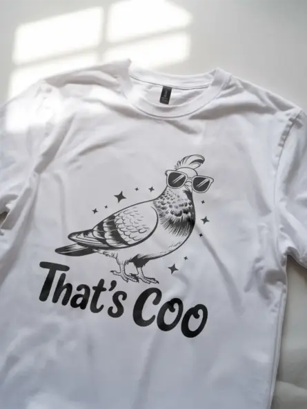 white That’s Coo pigeon design – funny pigeon t-shirt