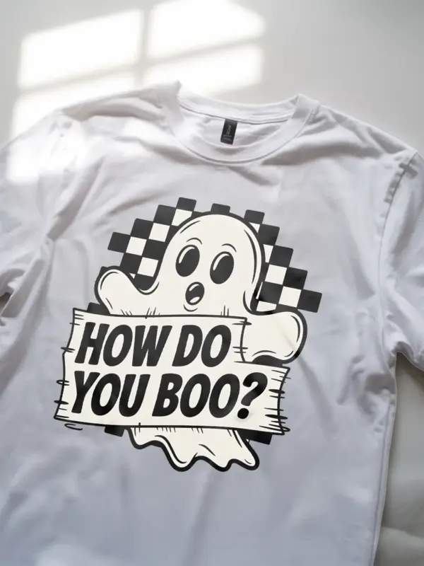 white lifestyle – Halloween-ready look in whitr cute ghost Halloween tee