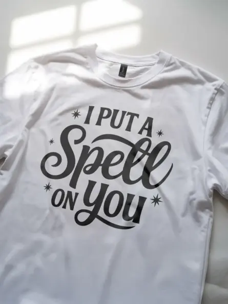 white lifestyle shot i put a spell on you t-shirt gift for witchy fans