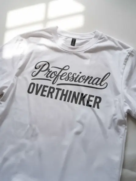Front view white flatlay Professional Overthinker T-Shirt professional overthinker t-shirt