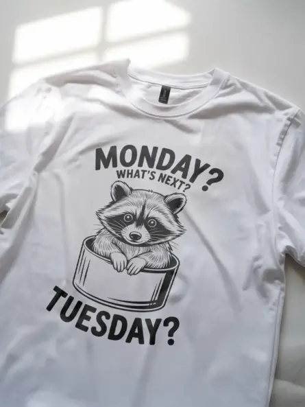 Raccoon Monday Tuesday T-Shirt for Adults - Image 8
