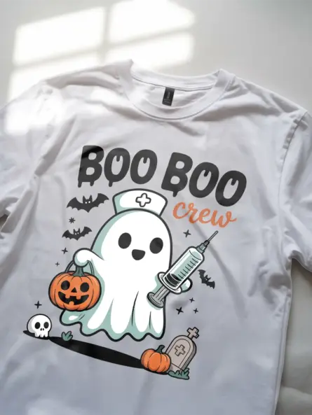 Adorable Boo Crew Nurse T-Shirt for Halloween - Image 12
