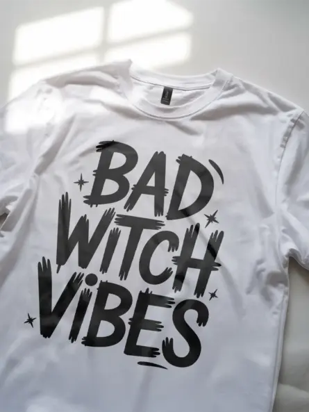 Bad Witch Vibes Shirt – Bold Gothic Tee for Spooky Season & Parties - Image 8