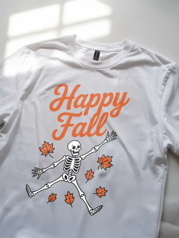 Shirt white – Happy Fall Skeleton T-Shirt