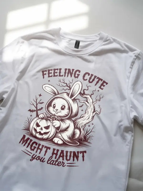 vintage bunny and tree Halloween tee in white