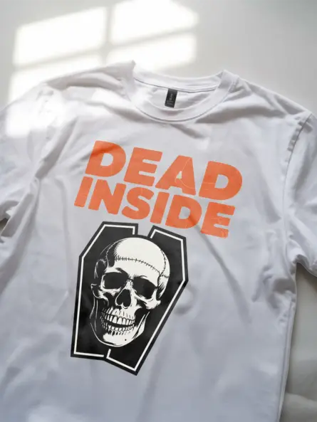 white Shirt Lifestyle Shot – Dead Inside – dead inside coffin t-shirt
