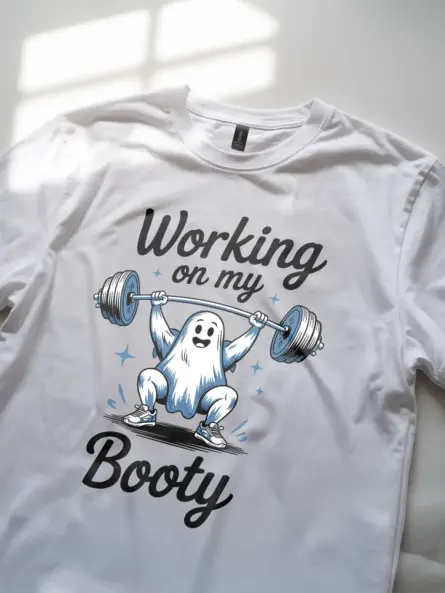 Funny Ghost Workout T-Shirt Working On My Booty - Image 13