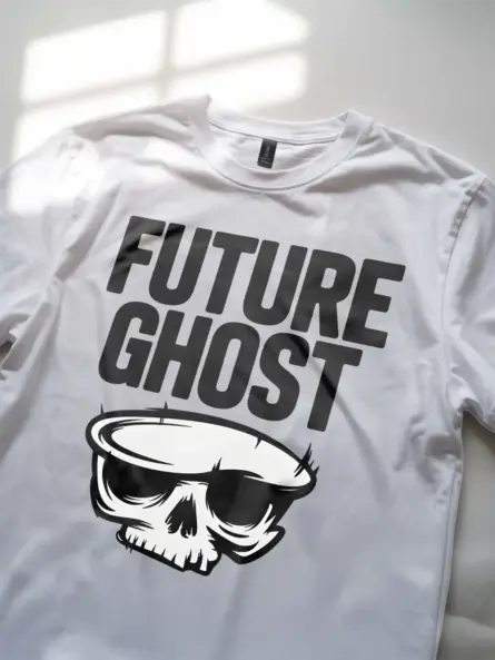 white Future Ghost T-Shirt Lifestyle Shot – future ghost t-shirt for casual wear