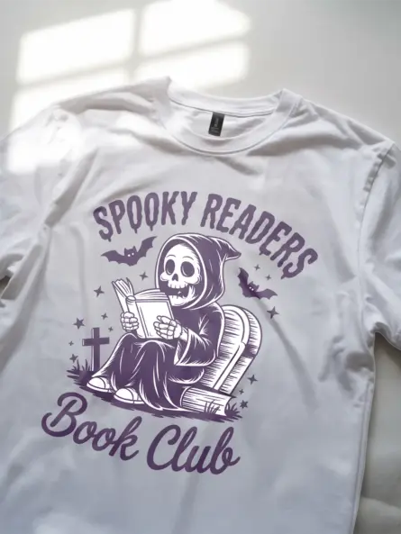 Grim Reaper Book Club Shirt – Spooky Readers Tee - Image 11