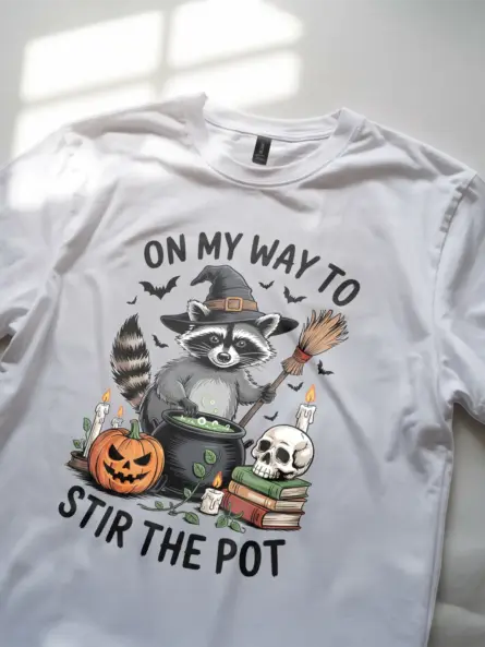 Hilarious Funny Raccoon Witch T-Shirt for Halloween - Image 11