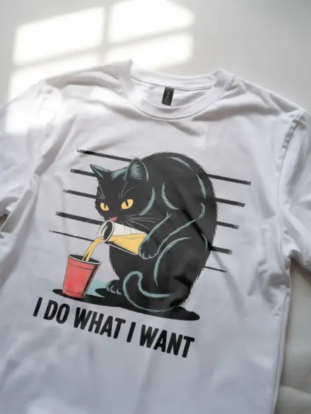 Rebellious “I Do What I Want” Cat Shirt – Funny Vintage Graphic Tee - Image 11