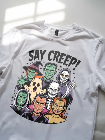 Retro Classic Monster T-Shirt – Say Creep! Vintage Halloween Tee - Image 8