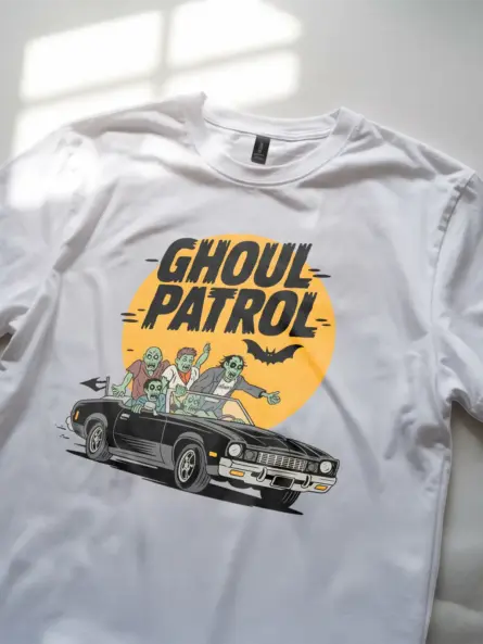 white Shirt– Retro Zombie Car T-Shirt