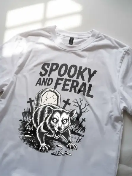 Spooky Possum T-Shirt – Feral Girl Fall Chaos Animal Meme Tee - Image 11