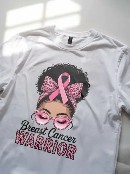 Fierce Breast Cancer Warrior T-Shirt – Afro Pink Ribbon Empowerment Tee - Image 12