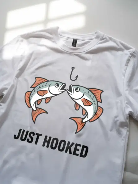 Just Hooked Shirt – Funny Romantic Fishing Tee for Couples - Image 11