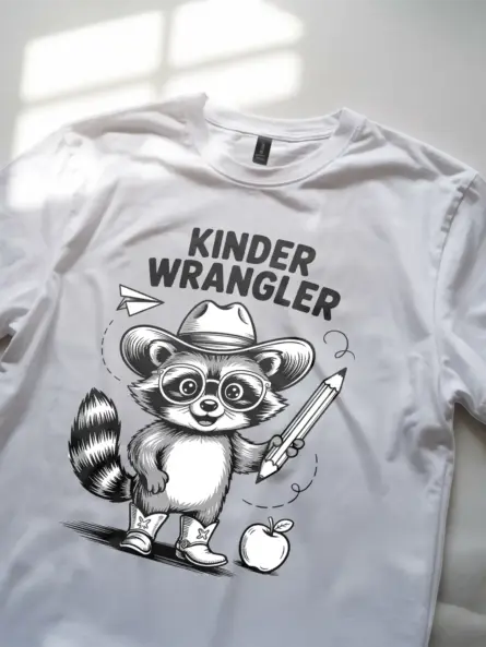 Adorable Kindergarten Teacher T-Shirt – Raccoon Kinder Wrangler Design - Image 12