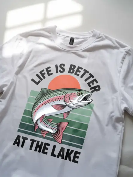 Lake Life T-Shirt – Vintage Rainbow Trout Tee for Outdoor Getaways - Image 12