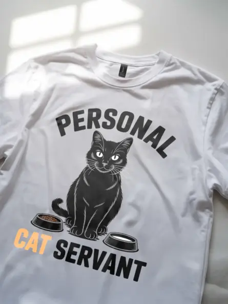Funny Personal Cat Servant T-Shirt for Cat Lovers | Minimalist Gift Tee - Image 11
