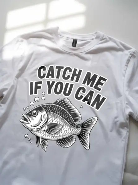 Retro Fishing T-Shirt – Bold Linocut Fish Tee for Outdoorsmen - Image 12