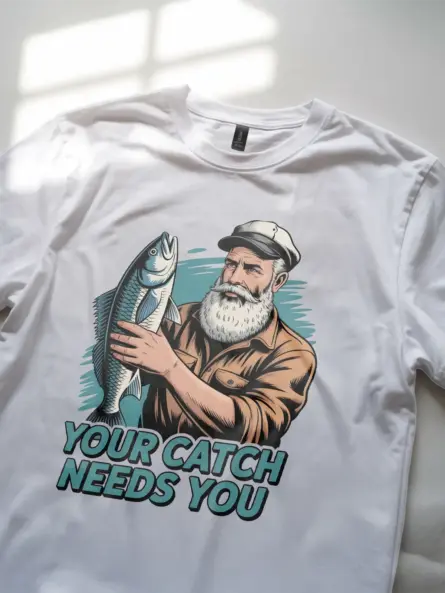Vintage Fishing T Shirt – Bold Bearded Angler Tee for Outdoorsmen - Image 11
