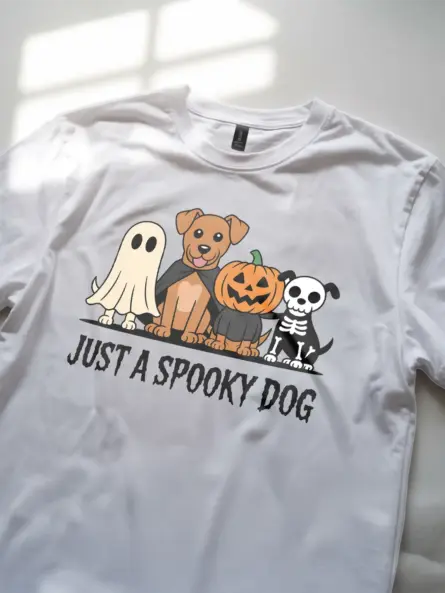 white lifestyle – Cute Dog Halloween Apparel – spooky dog halloween t-shirt