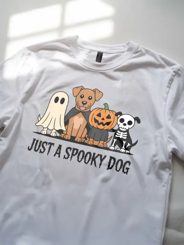 white lifestyle – Cute Dog Halloween Apparel – spooky dog halloween t-shirt