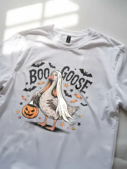 Spooky Goose T-Shirt – Funny BOO GOOSE Halloween Tee - Image 2