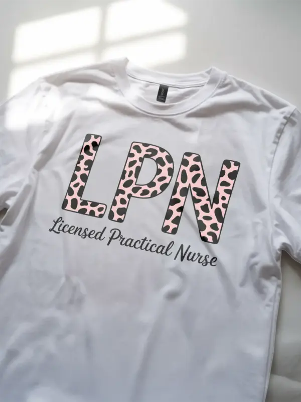 white leopard print lpn shirt