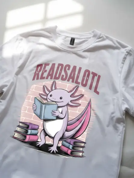 Axolotl Reading Shirt – Funny “Readsalotl” Graphic Tee for Book Lovers - Image 11
