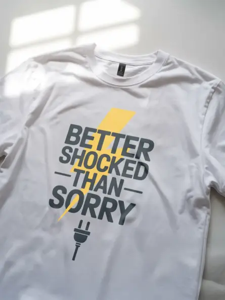 White Better Shocked Than Sorry Shirt Lifestyle – modern electrician shirt for work