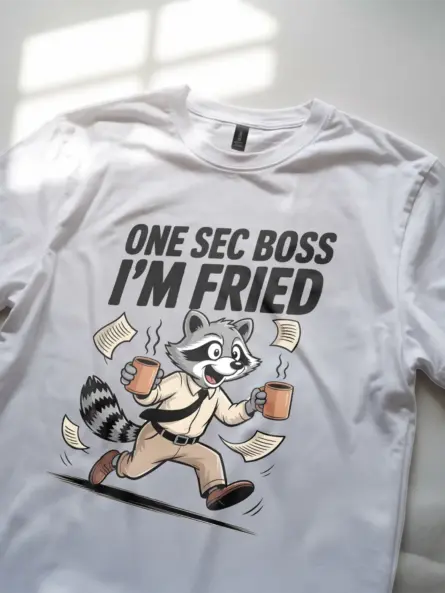 Burnout Humor T-Shirt – Funny Raccoon Work Tee for Overworked Pros - Image 11