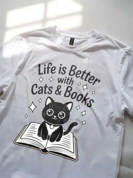 Charming Cat Book Lover Shirt – Cute Kawaii Tee for Readers - Image 11