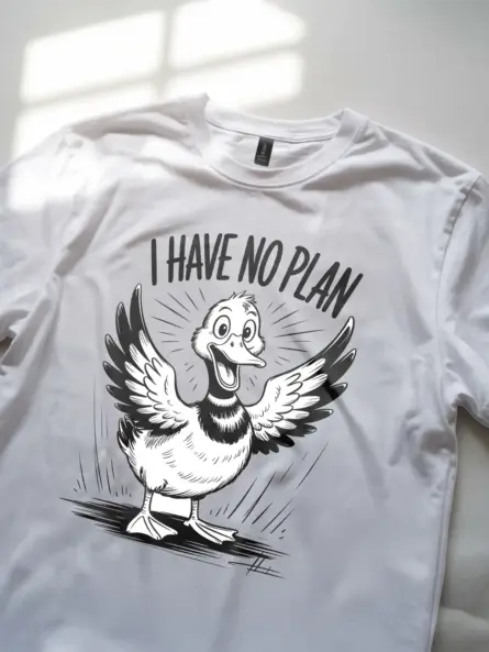 Chaotic Duck T-Shirt – Funny “I Have No Plan” Cartoon Tee - Image 11