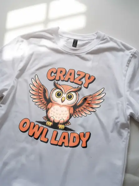 Crazy Owl Lady T-Shirt for Women – Funny Retro Bird Lover Tee - Image 5