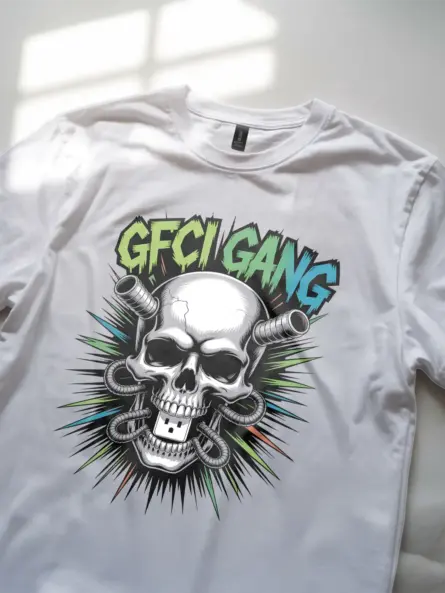 Electrician Skull T-Shirt GFCI Gang Graphic Tee - Image 8