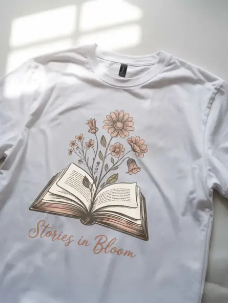 Stories in Bloom Floral Book Lover T-Shirt - Image 11
