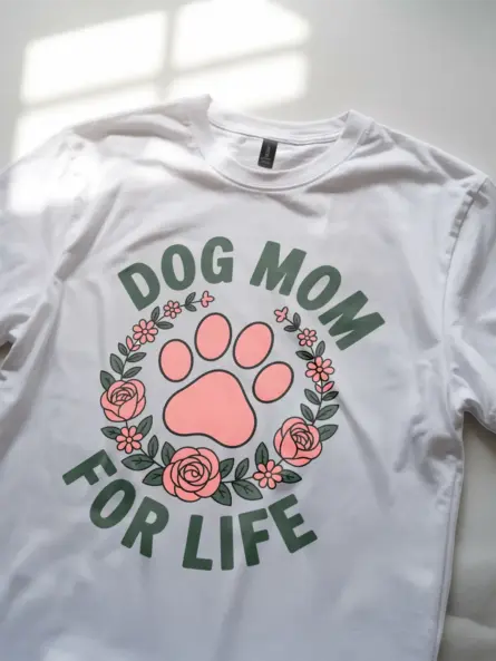 Floral Dog Mom Shirt – Vintage “Dog Mom for Life” Paw Print Tee - Image 11