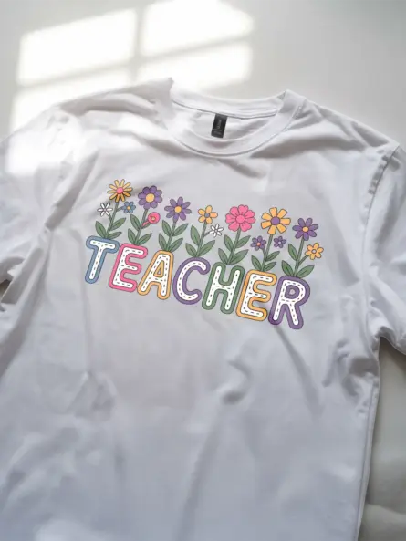 Floral Teacher Shirt – Whimsical Pink Bloom Power Tee - Image 11