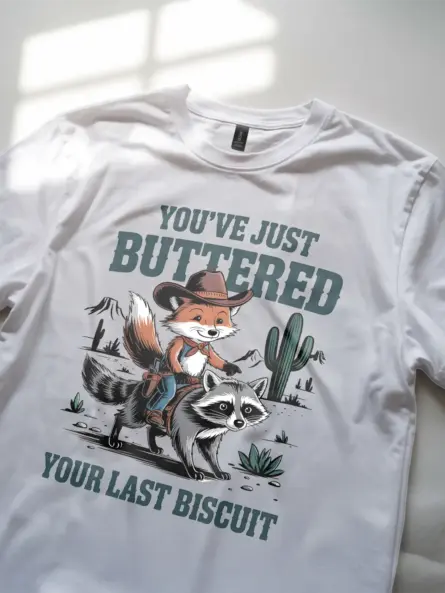 Funny Cowboy Animal T-Shirt You've Just Buttered - Image 11