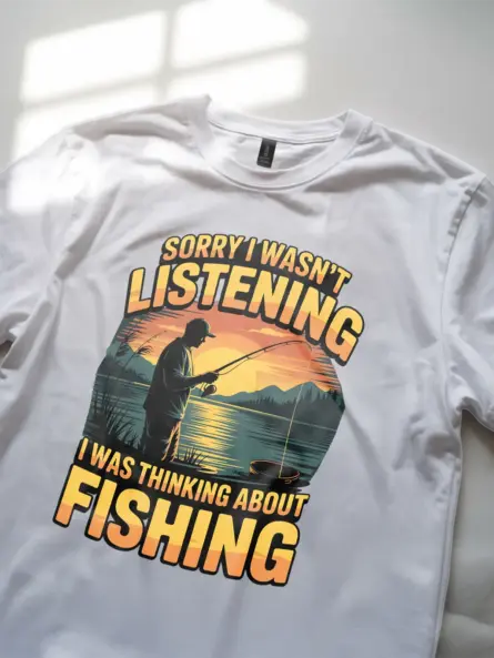 Funny Fishing T-Shirt for Men – “Sorry I Wasn’t Listening” Sunset Graphic - Image 11