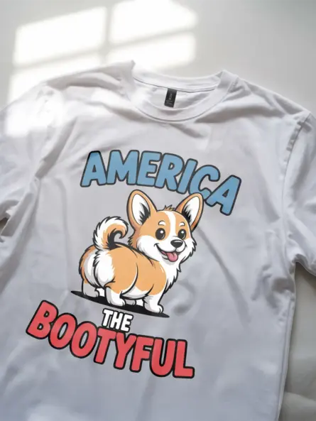 America The Bootyful – Funny Patriotic Dog Shirt for Corgi Fans - Image 2
