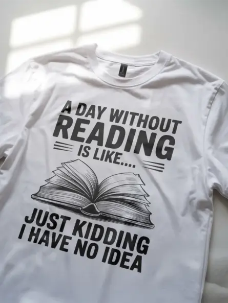 Funny Reading T-Shirt for Book Lovers – A Day Without Reading Quote Tee - Image 11
