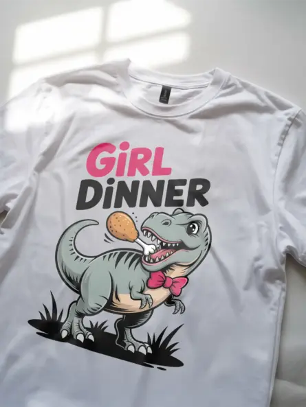 Girl Dinner T-Shirt – Cute Dinosaur Meme Graphic Tee for Foodie Fans - Image 11
