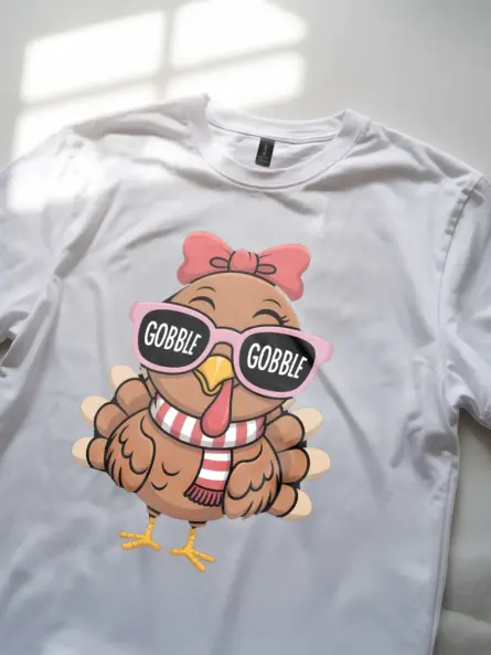 Girls Thanksgiving Shirt – Cute Pink Glasses Turkey Tee for Kids - Image 11
