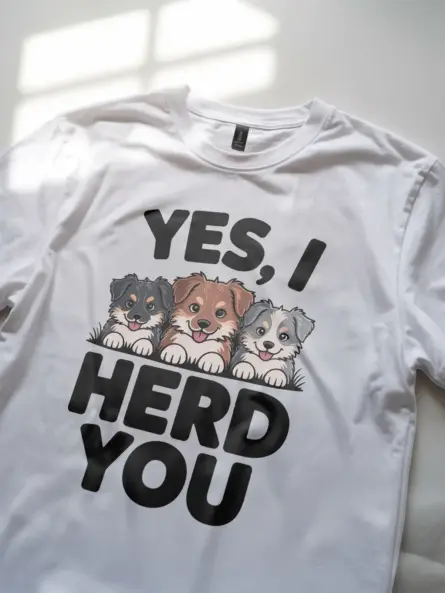 Clever Herding Dog Pun Shirt – Yes I Herd You Cartoon Tee - Image 8